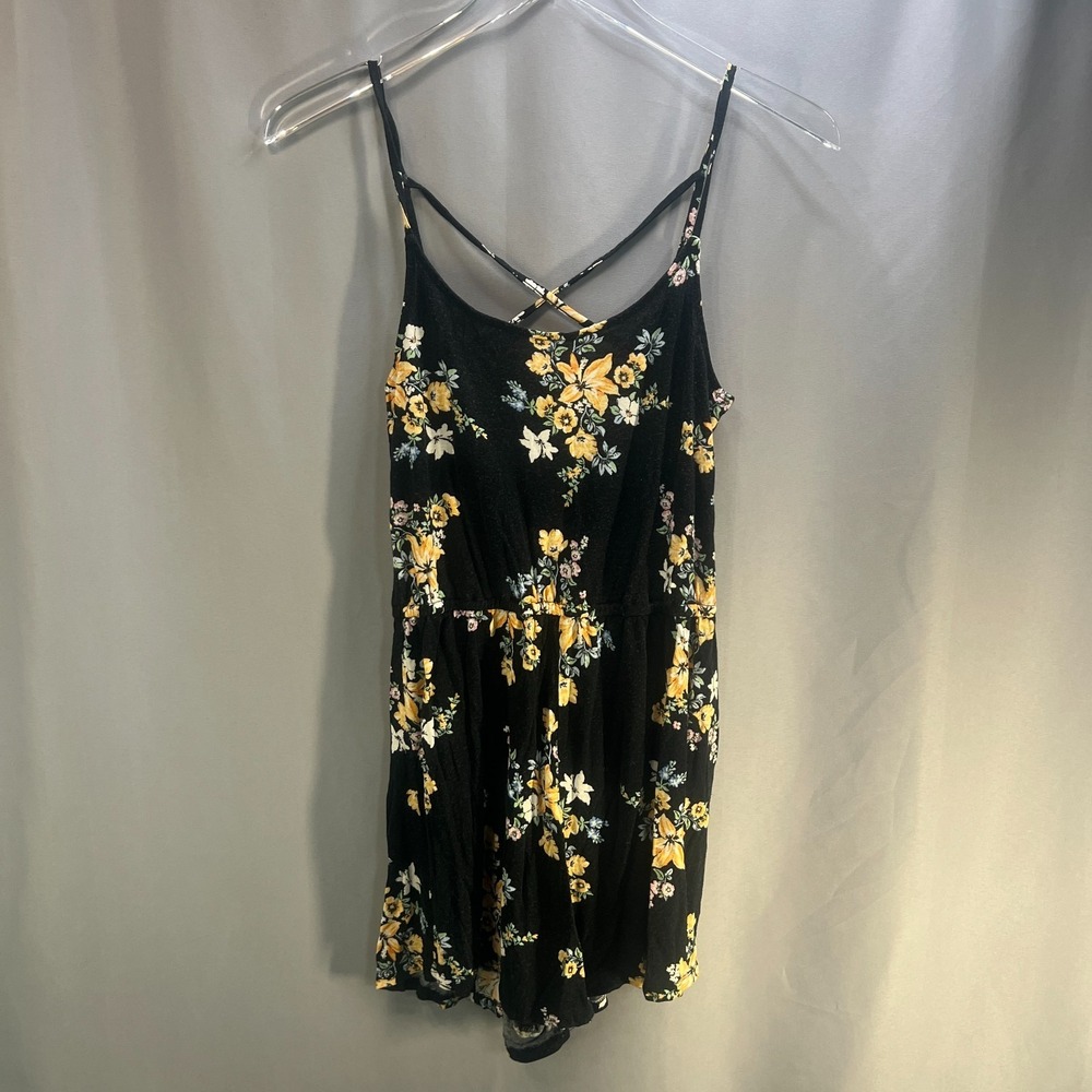 Divided By H&M Patterned Playsuit One‎ Piece Womens Small Black Spaghetti Strap